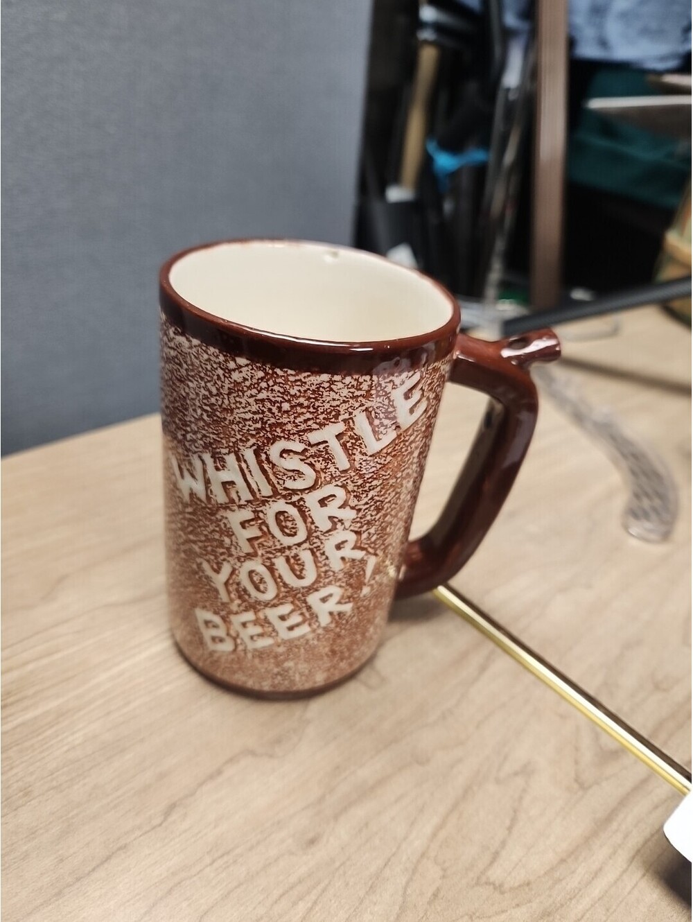 Whistle For Your Beer Novelty Vintage Beer Stein Mug Ceramic Mid Century Gift.